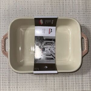 STAUB Pink Ivory Glossy Ceramic Gratin Dish 7.5 x 6 in 1.05 QT 1 Liter